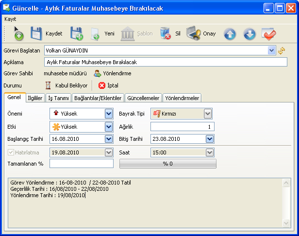görev yönlendirmeleri örnek