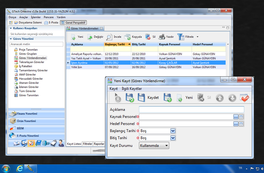 görev yönlendirme, görev yönetimi, 