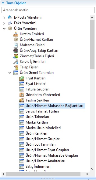 urun hizmet muhasebe hesap baglantilari